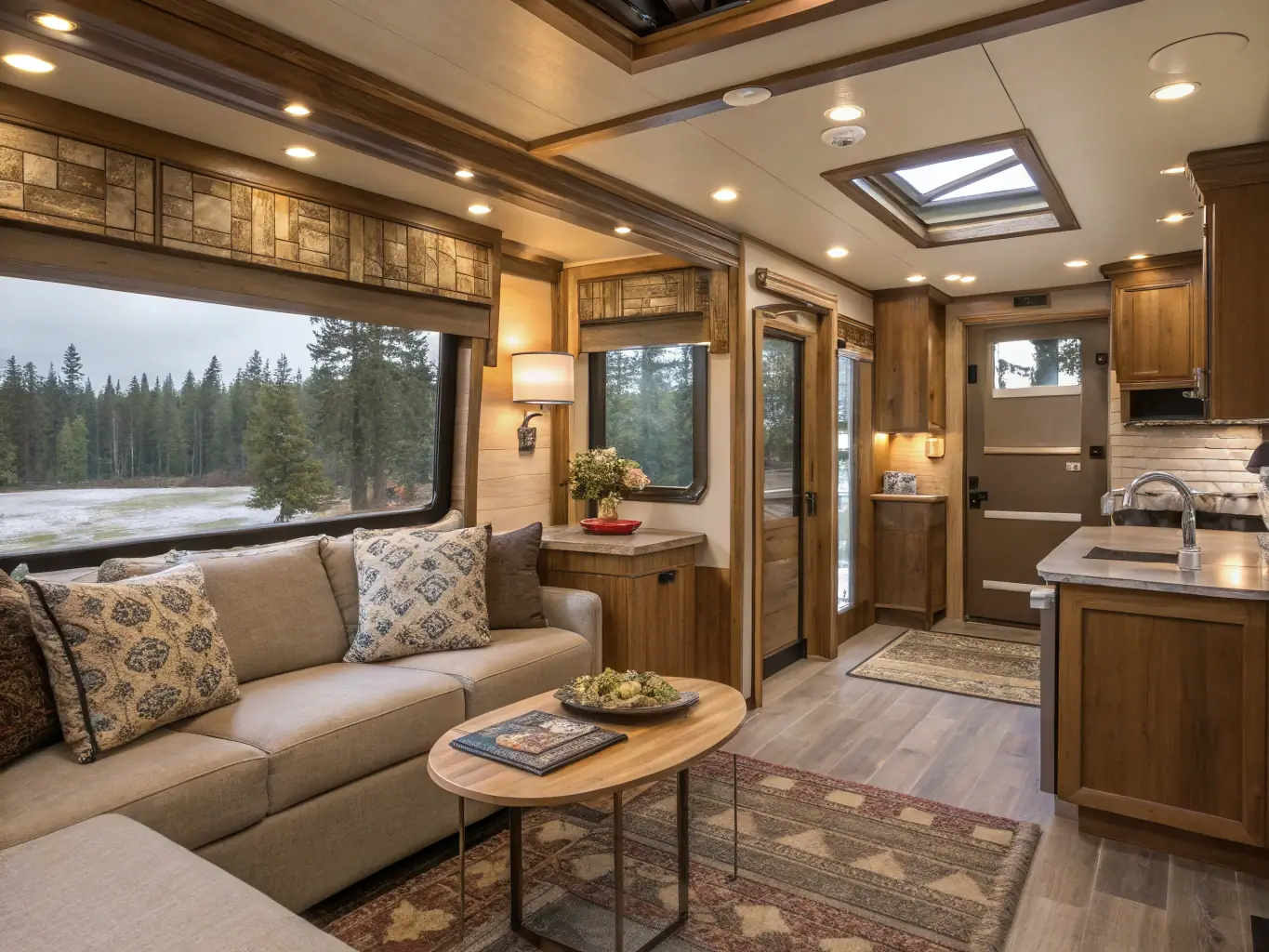 A brightly lit, modern modular home interior showcasing high-end finishes and design, emphasizing the quality and aesthetic appeal of modular construction.